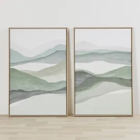 Rolling Land Diptych Set - Green - 2pc