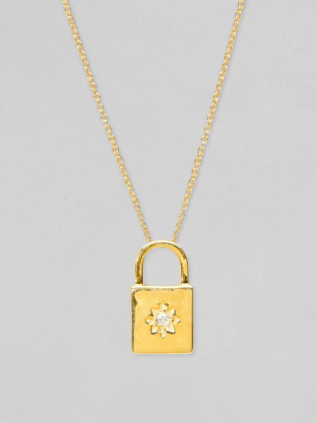 Rubans 925 Silver Lock The Moment Pendant Necklace - Gold Plated