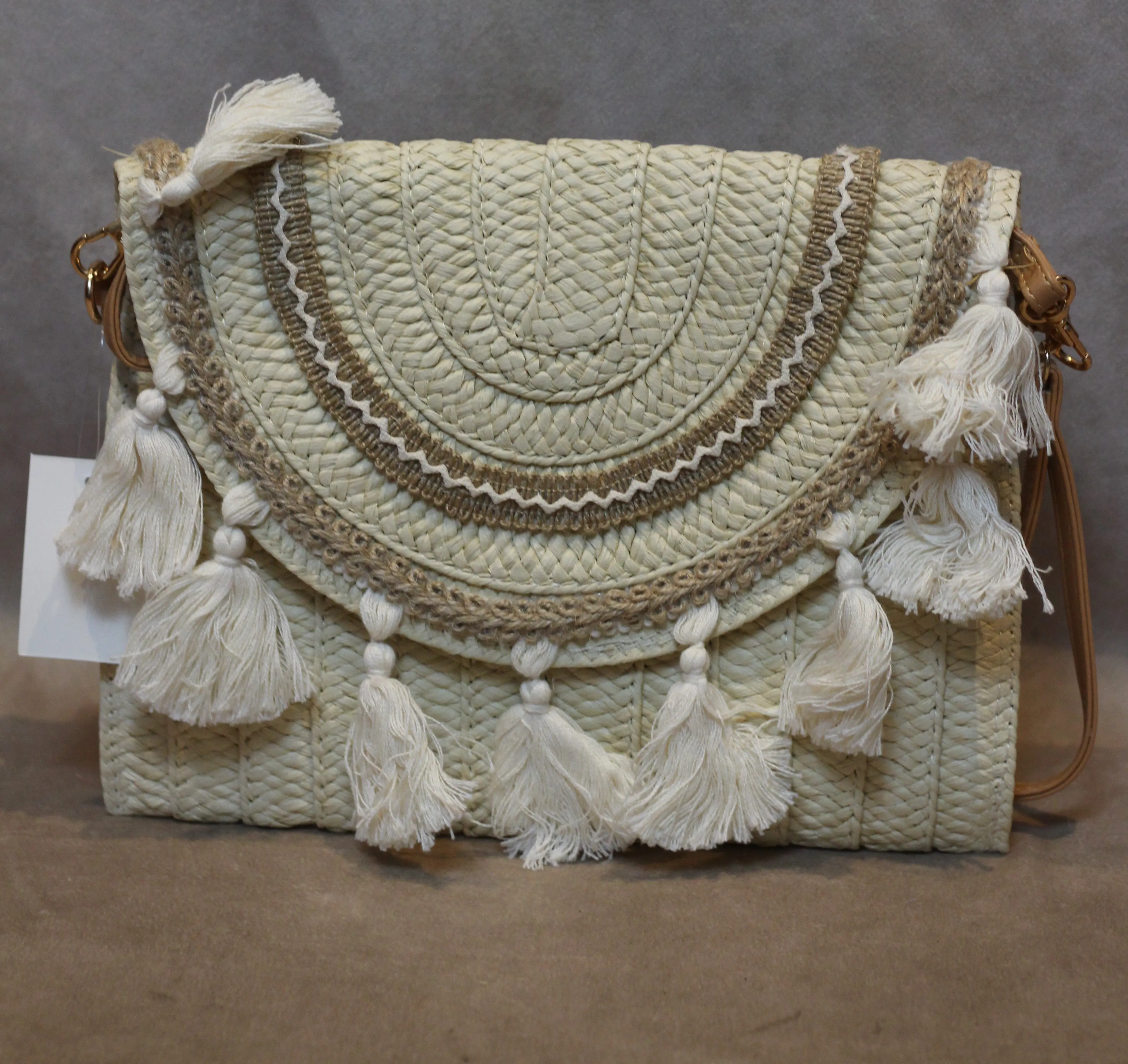 Small Straw Bag  with Tassels