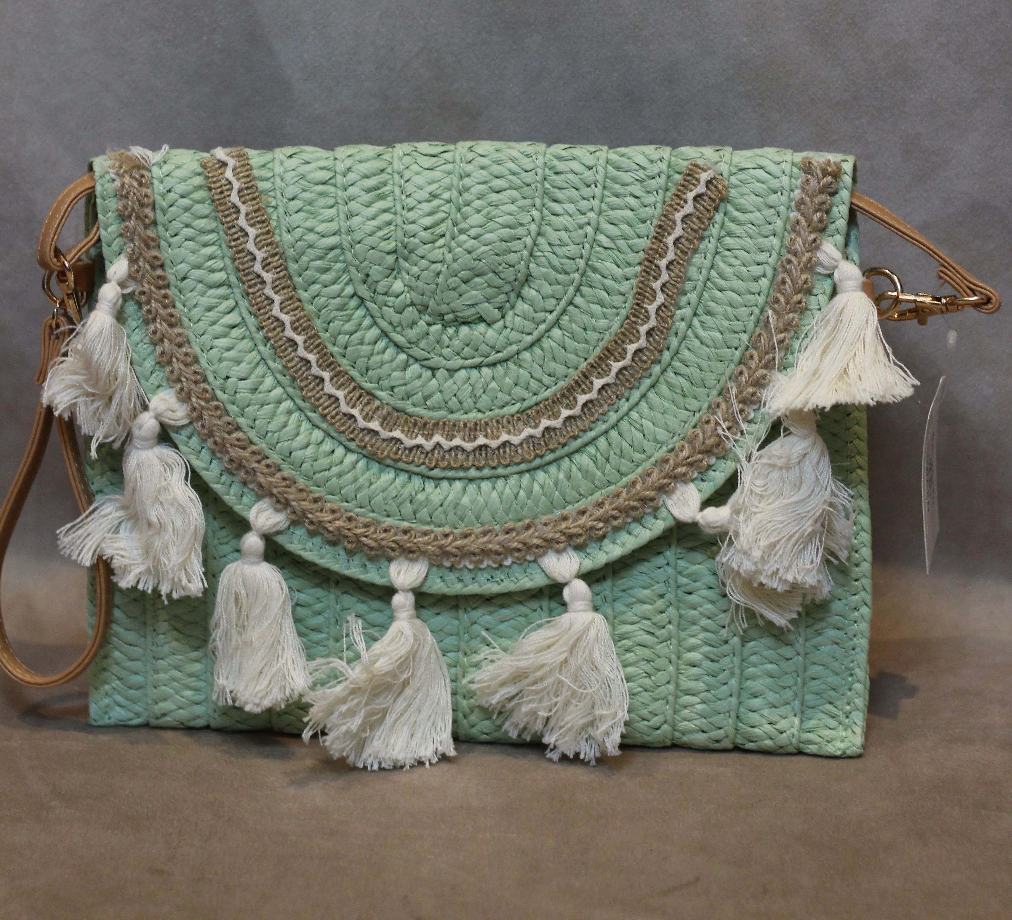 Small Straw Bag  with Tassels