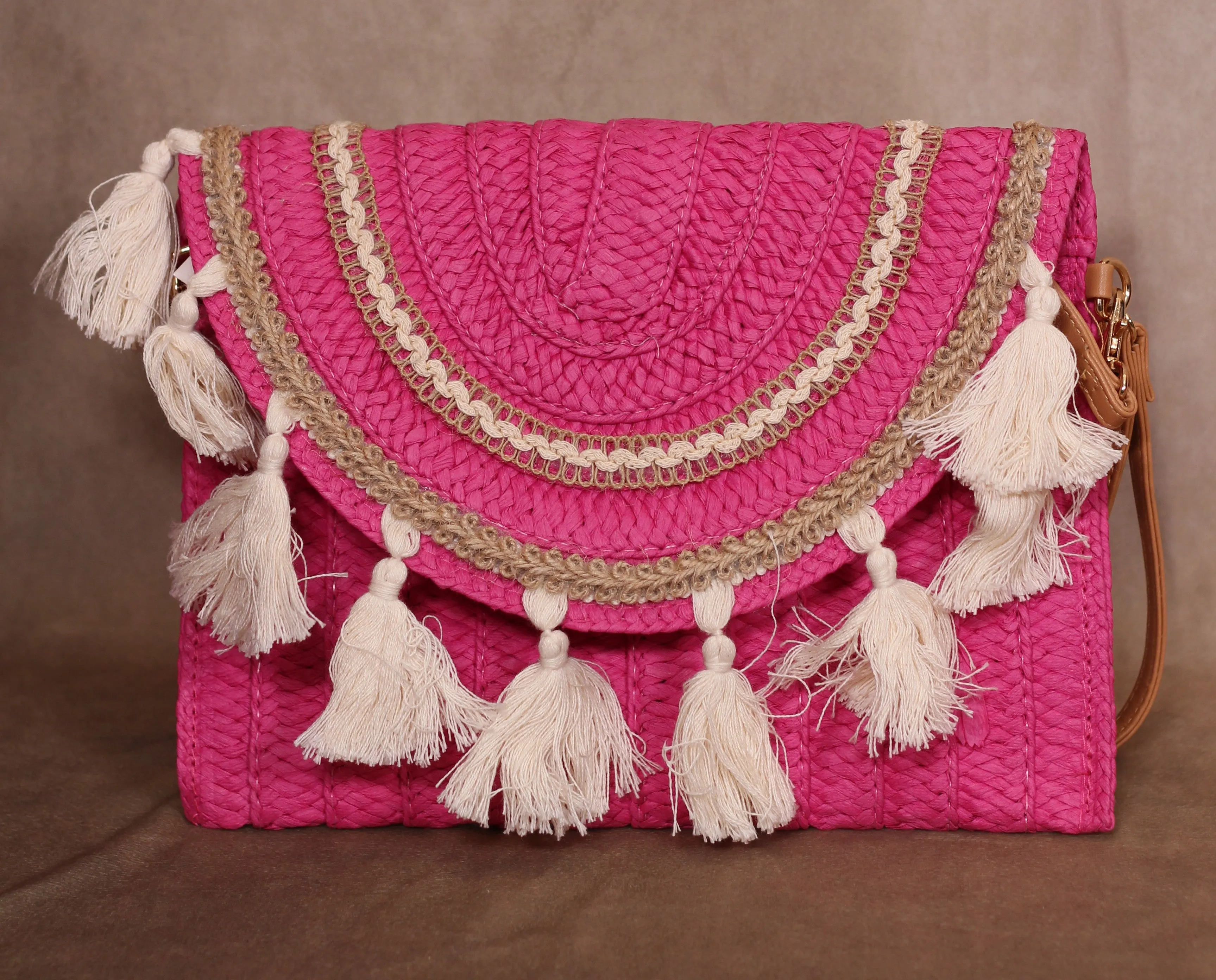 Small Straw Bag  with Tassels