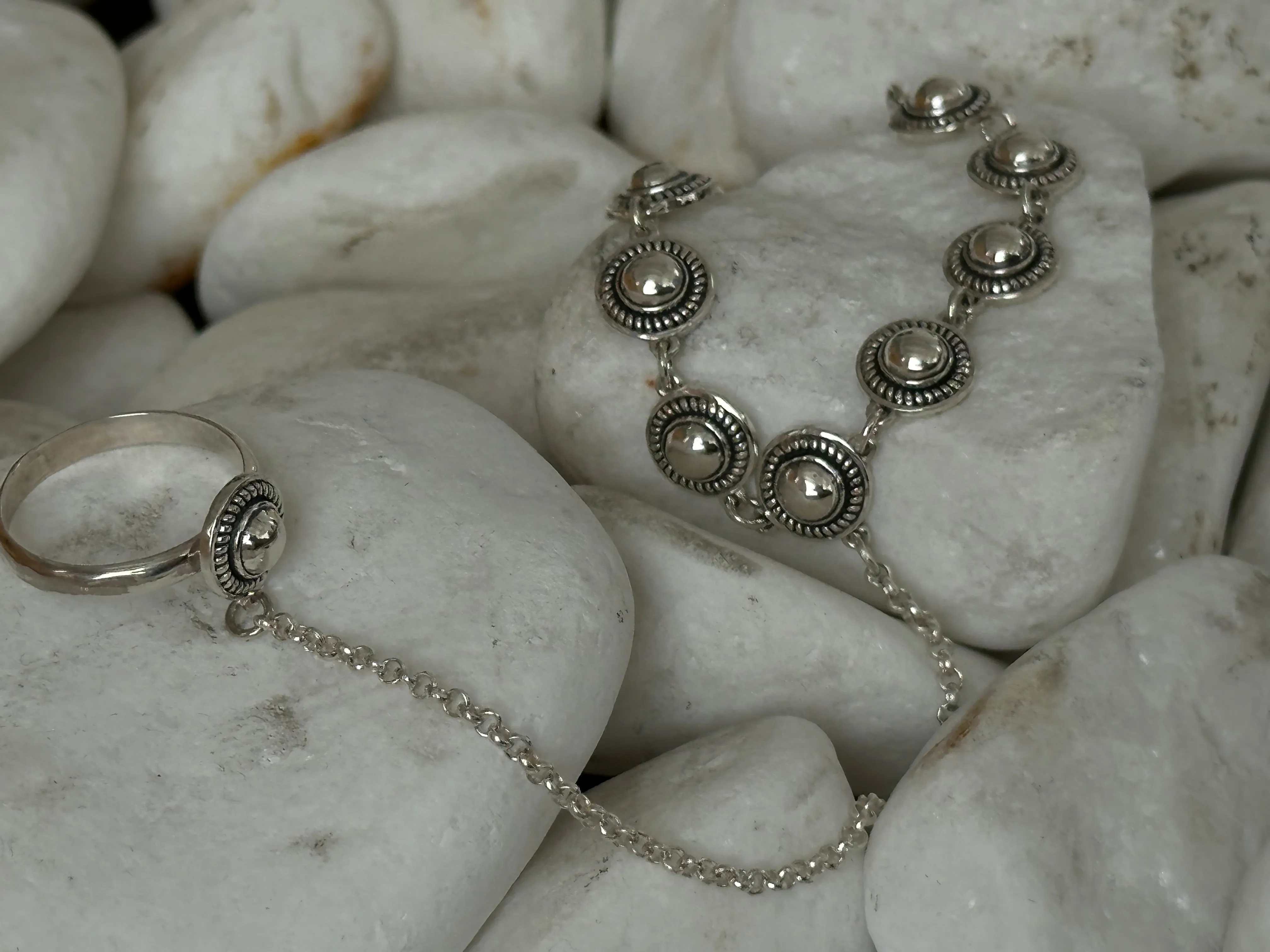 Sterling silver ring-chain bracelet “Eva”