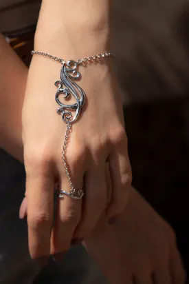 Sterling silver ring-chain bracelet "Filigree"