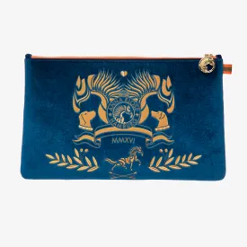 Velvet Clutch "Hamptons Blue" with golden print