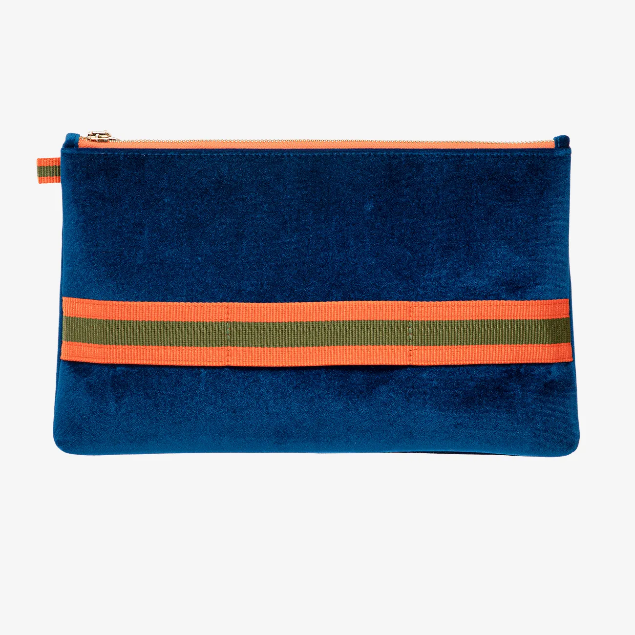 Velvet Clutch "Hamptons Blue" with golden print