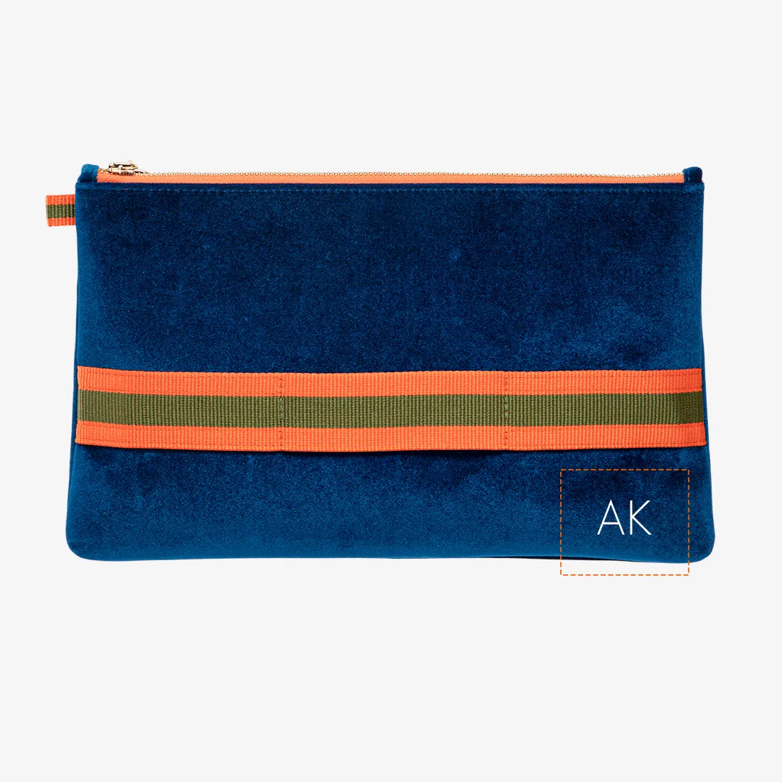 Velvet Clutch "Hamptons Blue" with golden print