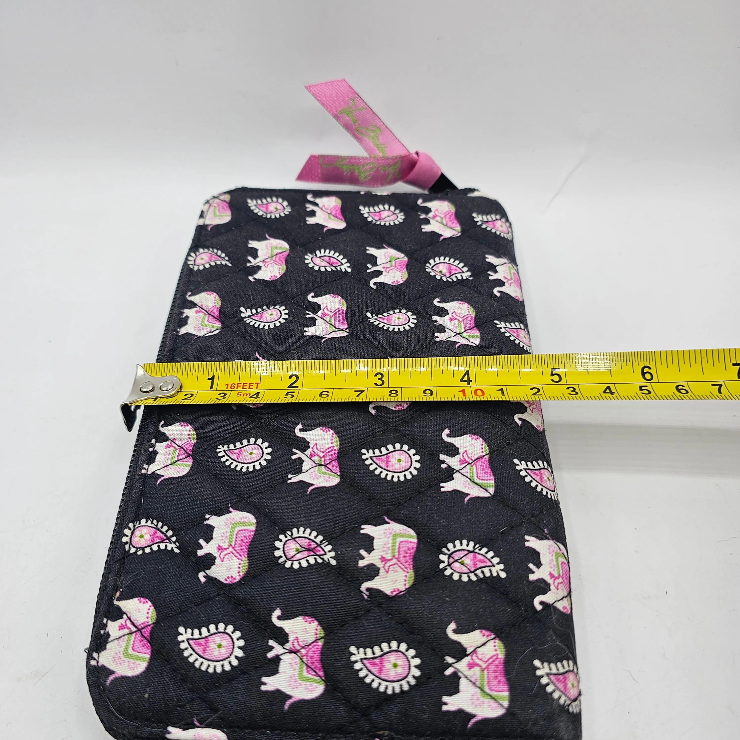 Vera Bradley Pink and Black Elephant Design Wristlet Wallet