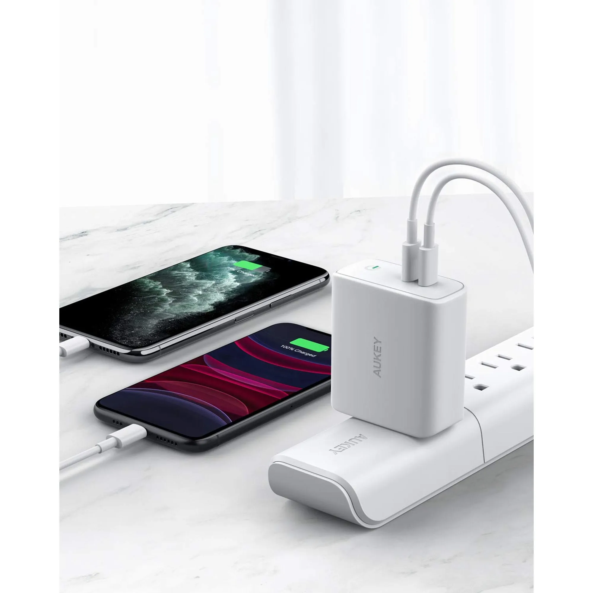 Wall Charger 36W PD with Dynamic Detect USB C Type White for Phones PA-D2