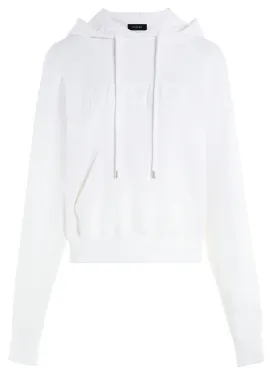 white mugler logo hoodie