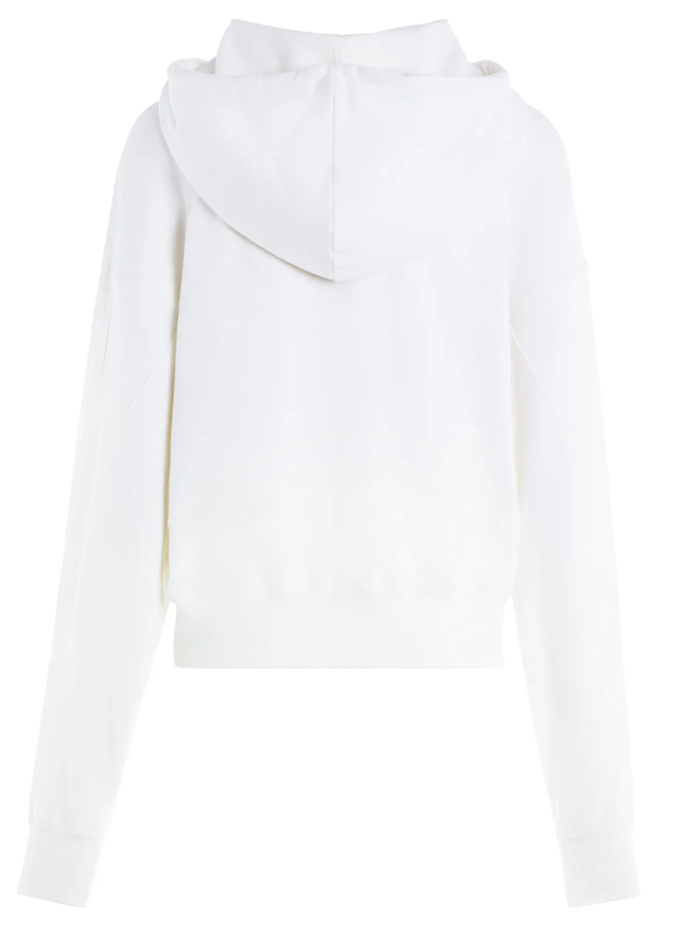 white mugler logo hoodie