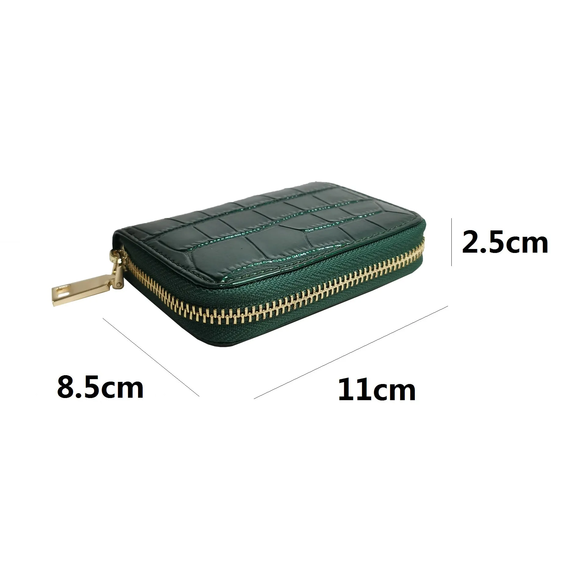 Women's genuine cowhide leather card holder in glossy crocodile print