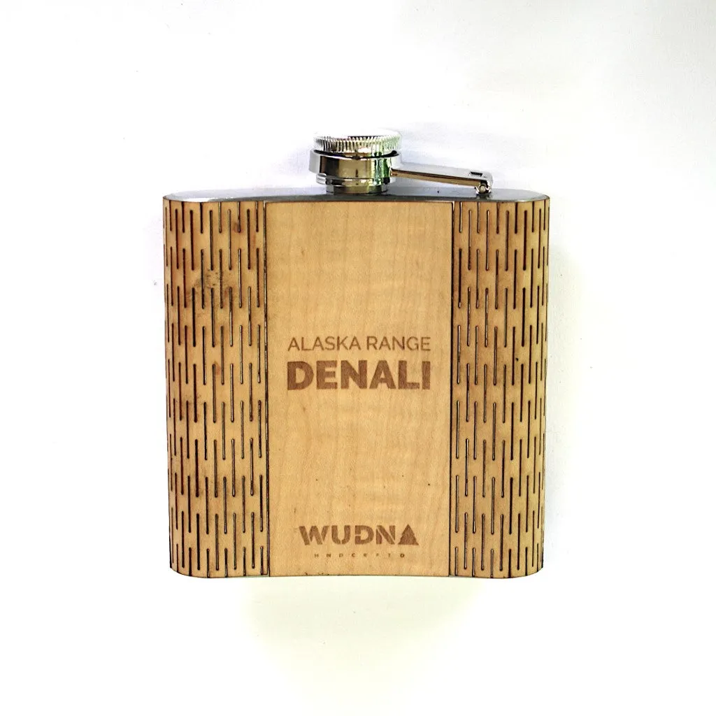 Wooden Hip Flask - Alaska Range (Denali)