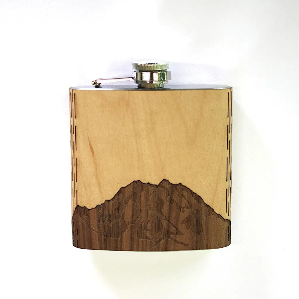 Wooden Hip Flask - Alaska Range (Denali)